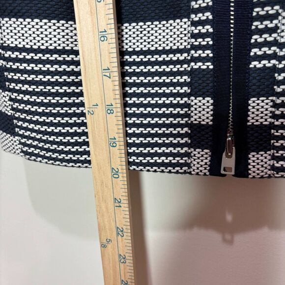 J Crew Striped Knit Jacket Women 6 Navy White Lady Cropped Zip Preppy Nautical - Picture 6 of 12